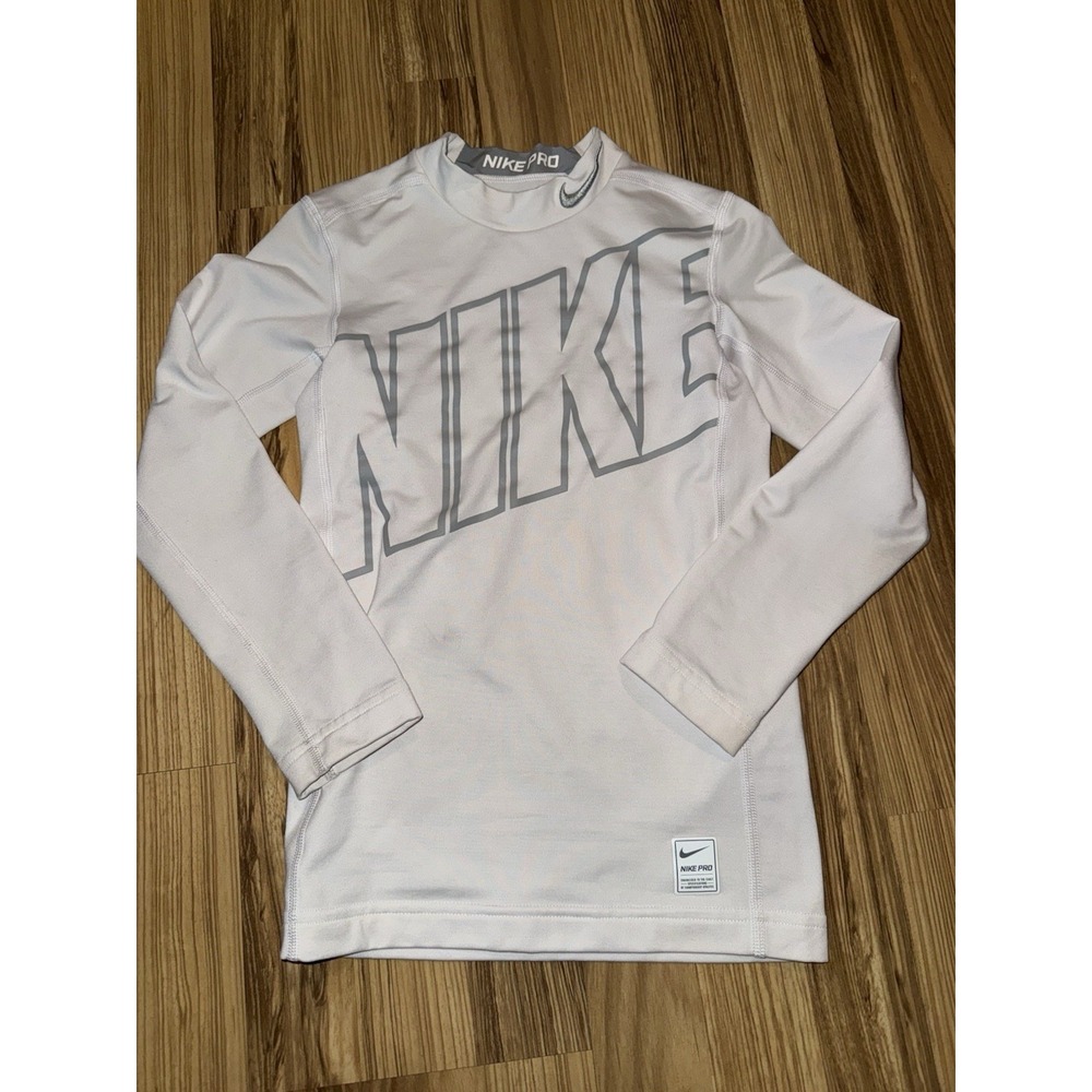 Nike Pro Boys Sz M 10/12 Hyperwarm‎ Compression Mock Neck Long Sleeve Shirt